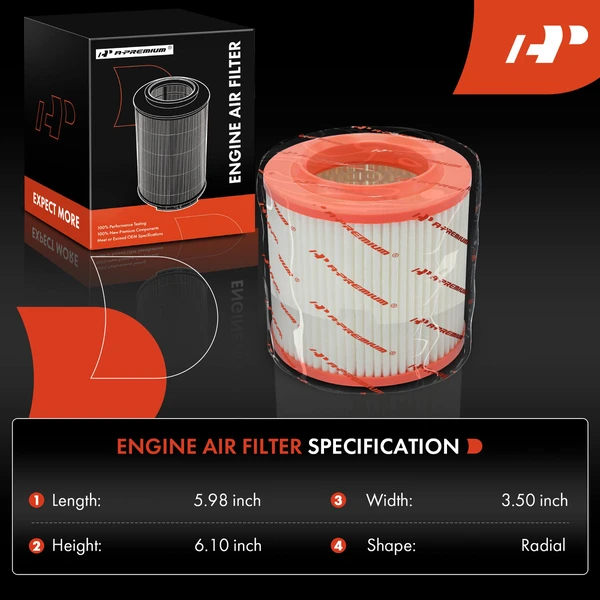 2 Pcs Engine Air Filter for Audi A8 Quattro 05-10 W12 6.0L S8 07-10 V10 5.2L