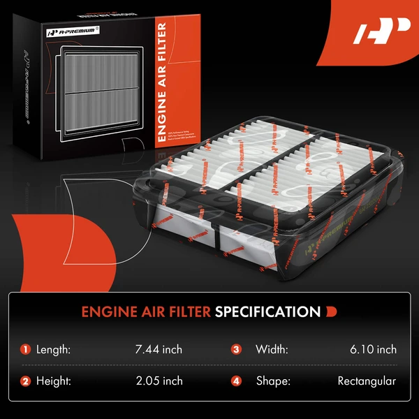 2 Pcs Engine Air Filter for Suzuki Esteem 1995-2002 L4 1.6L 1.8L Rigid