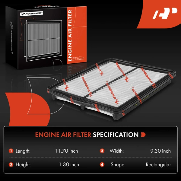 2 Pcs Engine Air Filter for Kia Sorento 2003-2009 Rigid Panel Air Filter