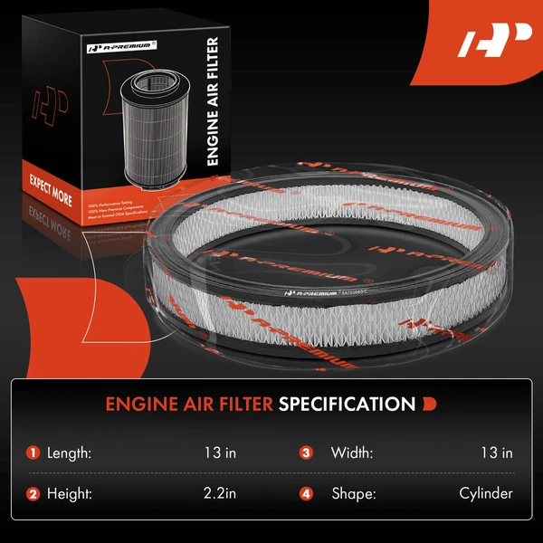 2 Pcs Front Engine Air Filter for Ford Mustang Custom 500 LTD Torino Ranchero Mercury AC