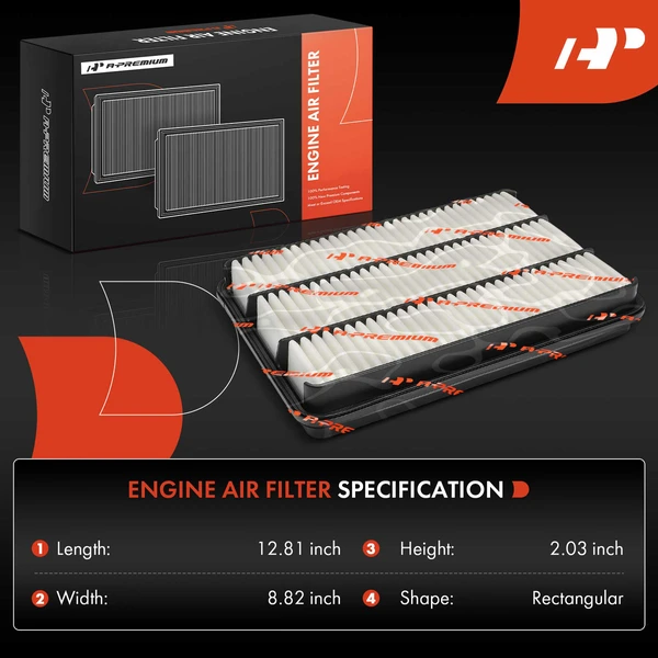 2 Pcs Engine Air Filter for Ram 1500 2021-2024 V8 6.2L GAS OHV