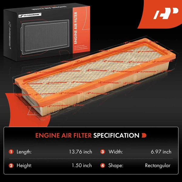 2 Pcs Engine Air Filter for Chevrolet Caprice 90-93 Buick Roadmaster 91-93 Olds GAS