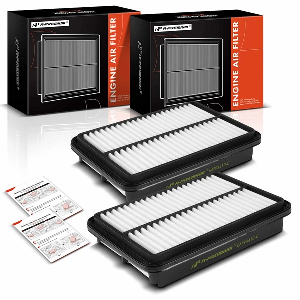 2 Pcs Engine Air Filter with Rigid Panel for Hyundai Santa Fe 2001-2006 2.4L 2.7L