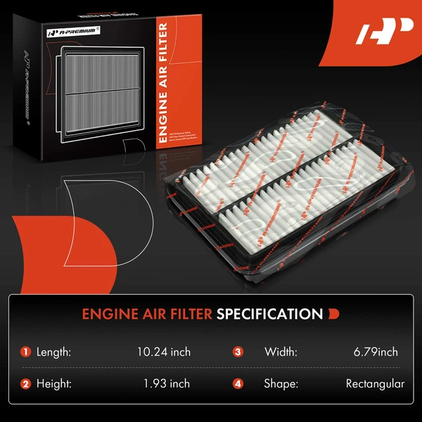 Engine Air Filter with Rigid Panel for Hyundai Santa Fe 2001-2006 2.4L 2.7L 3.5L