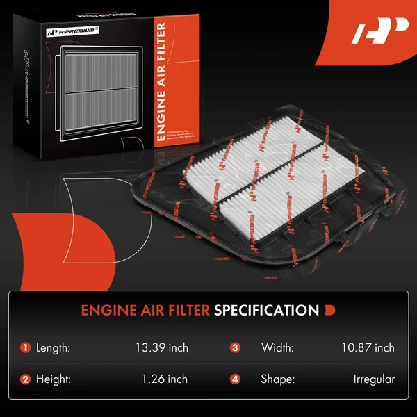 Engine Air Filter with Rigid Panel for Cadillac CTS 2003-2007 2.8L 3.2L 3.6L