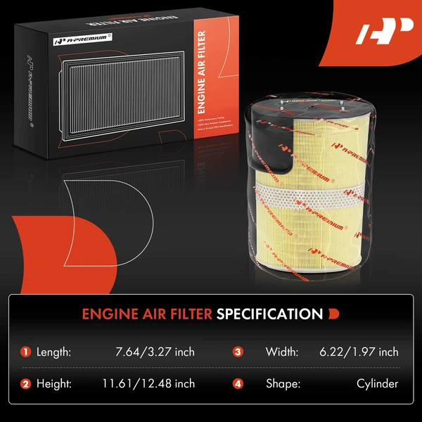 2 Pcs Engine Air Filter for Porsche Boxster 05-12 Cayman 06-12 H6 2.7L 2.9L 3.2L