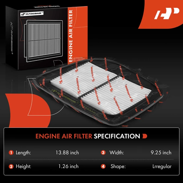 2 Pcs Engine Air Filter with Rigid Panel for Cadillac SRX 04-09 STS V6 3.6L V8 4.6L