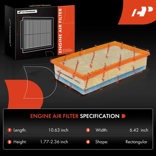 2 Pcs Engine Air Filter for Jeep Gladiator JT 2021-2023 Wrangler JL 2020-2023