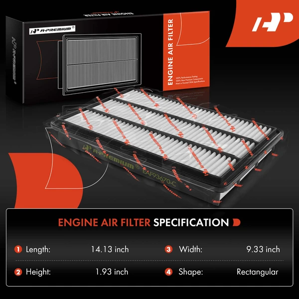 2 Pcs Engine Air Filter with Rigid Panel for Mitsubishi Montero 01-06 3.5L 3.8L