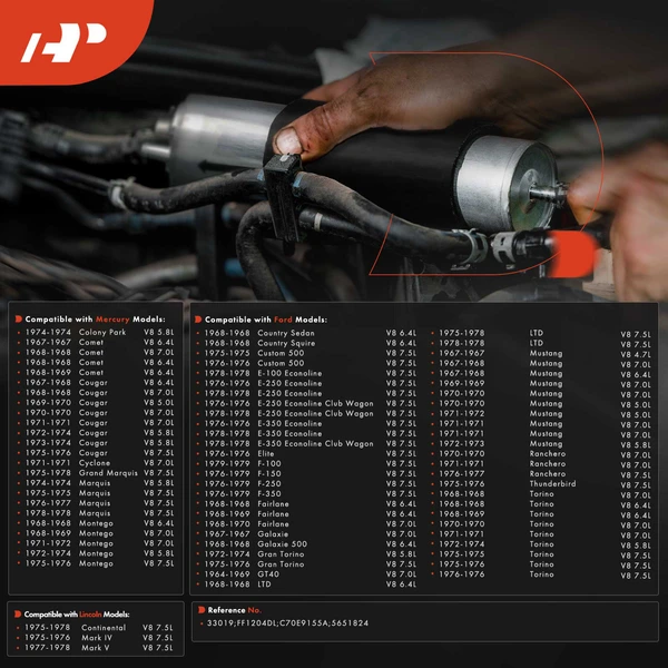 Fuel Filter for Ford F-100 F-150 F-250 F-350 Mustang Lincoln Continental Mercury