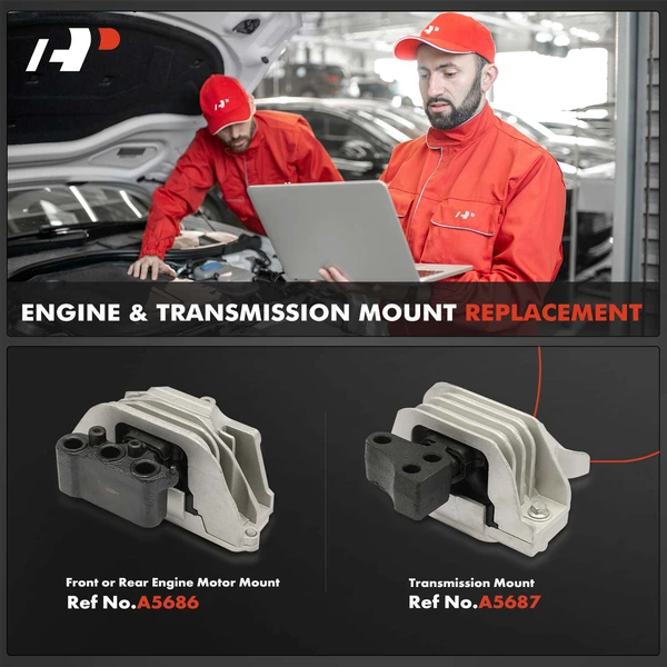 2-Pc Engine Mount and Transmission Mount Kit Front & Rear A-Premium APEM382