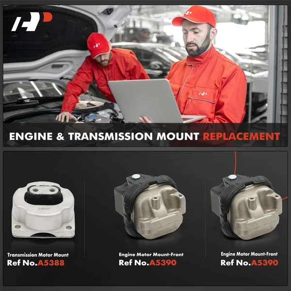 3-Pc Engine Motor Mount + Transmission Motor Mount, Front, A-Premium APEM383