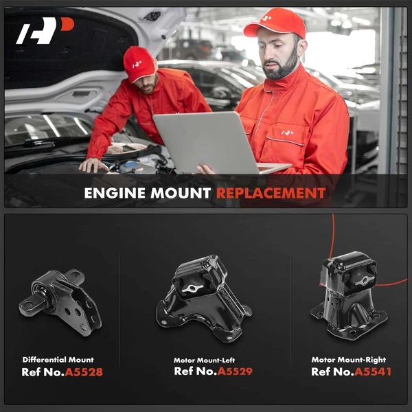 3-Pc Differential Mount + Motor Mount, Front, A-Premium APEM420