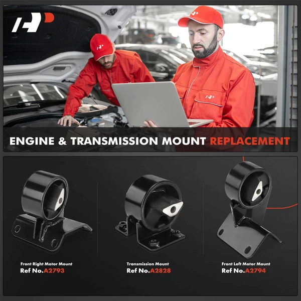 3-Pc Engine Mount and Transmission Mount Kit Front Left & Front Right A-Premium APEM991