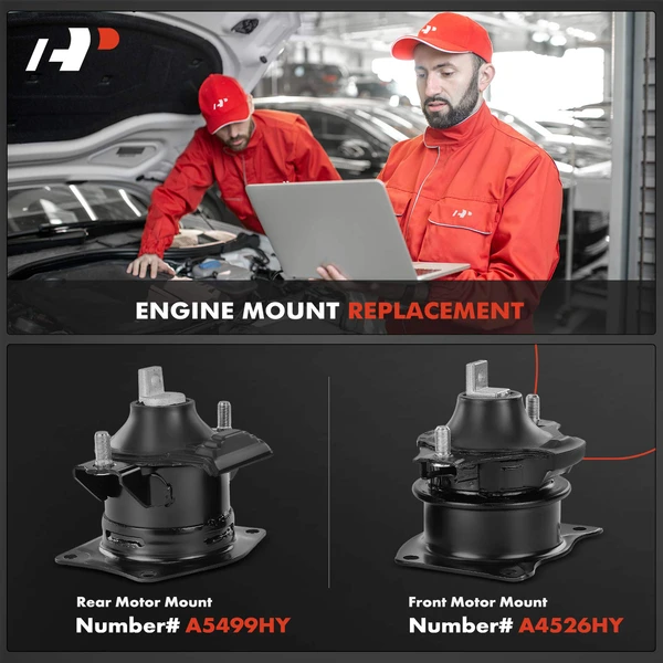 2-Pc Motor Mount, Front & Rear, A-Premium APEM223