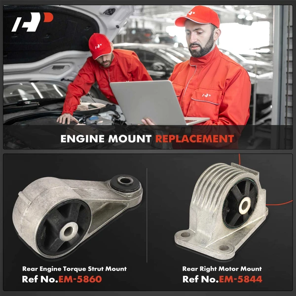 2-Pc Engine Mount and Transmission Mount Kit Rear A-Premium APEM374