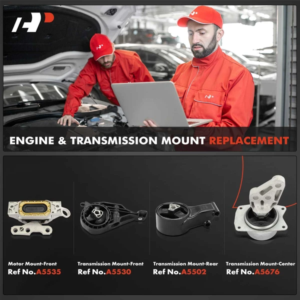 4-Pc Motor Mount + Transmission Mount + Center Transmission Mount, Front & Rear, A-Premium APEM496