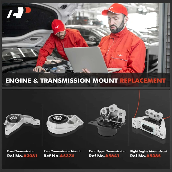 4-Pc Transmission Mount + Engine Mount, Rear & Front, A-Premium APEM552