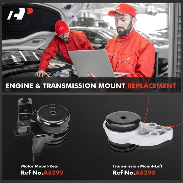 2-Pc Motor Mount + Transmission Mount, Rear & Left, A-Premium APEM558