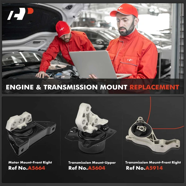 3-Pc Motor Mount + Transmission Mount, Front & Upper, A-Premium APEM1183