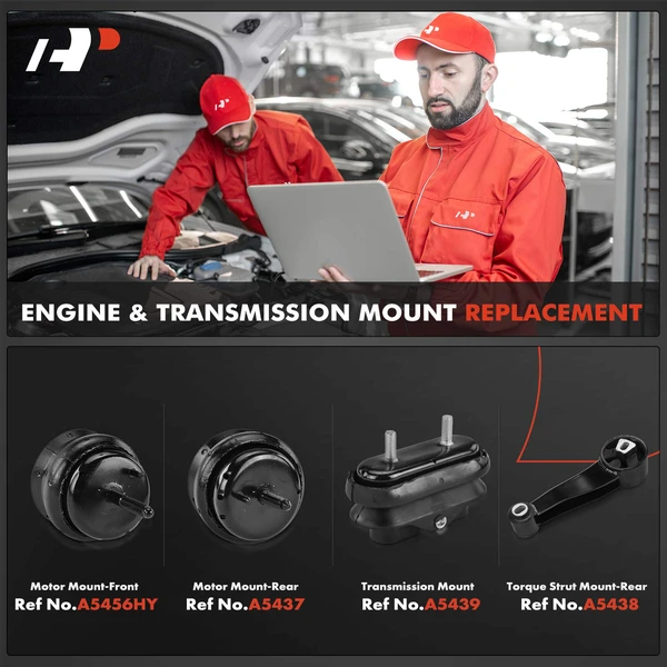 4-Pc Motor Mount + Torque Strut Mount + Transmission Mount, Front & Rear, A-Premium APEM1060