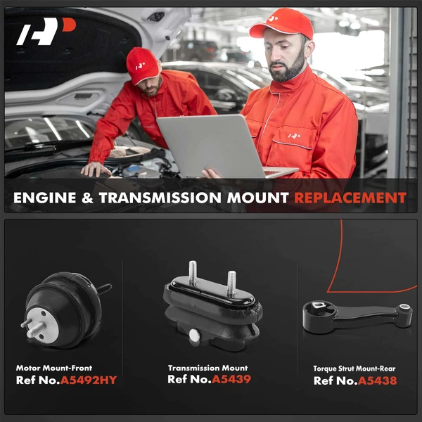 3-Pc Motor Mount + Torque Strut Mount + Transmission Mount, Front & Rear, A-Premium APEM1062