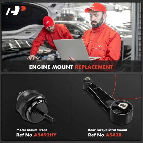 2-Pc Motor Mount + Torque Strut Mount, Front & Rear, A-Premium APEM1063