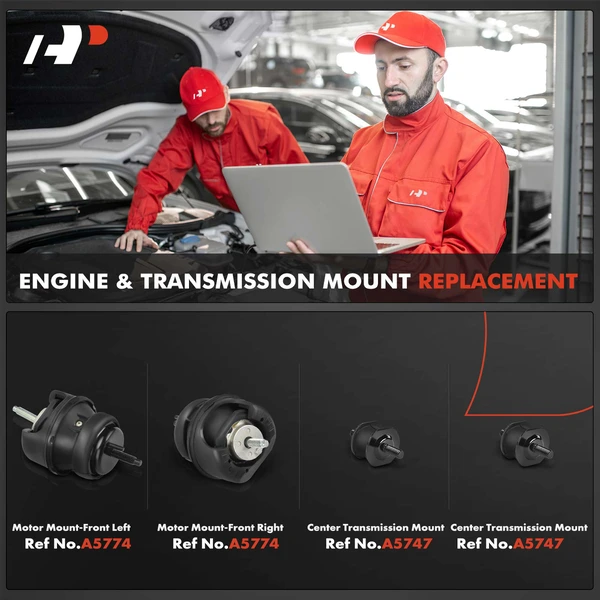 4-Pc Engine Mount and Transmission Mount Kit Front & Center A-Premium APEM1065