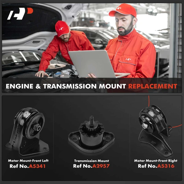 3-Pc Motor Mount + Transmission Mount, Front Left & Right, A-Premium APEM1071