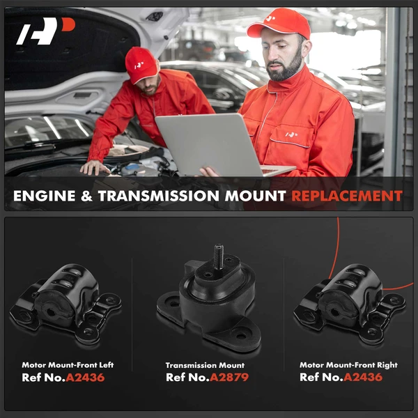 3-Pc Motor Mount + Transmission Mount, Front Left & Right, A-Premium APEM1086