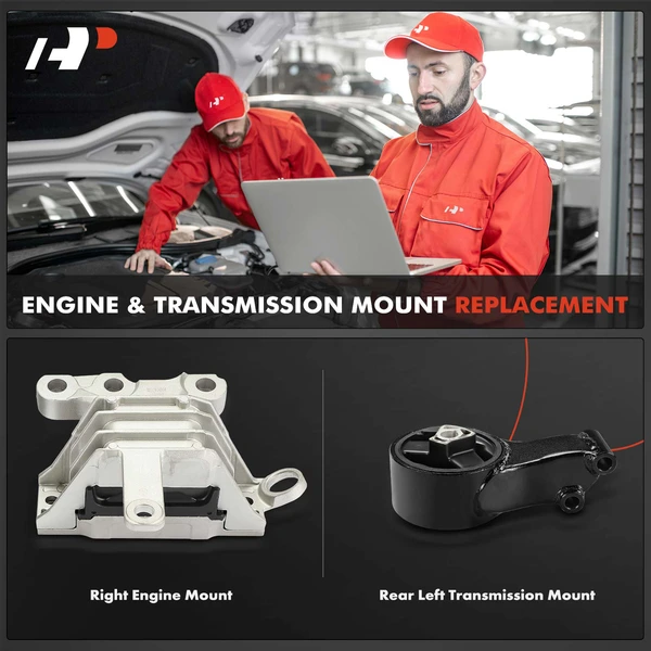 2-Pc Engine Mount and Transmission Mount Kit Rear & Right A-Premium APEM1340