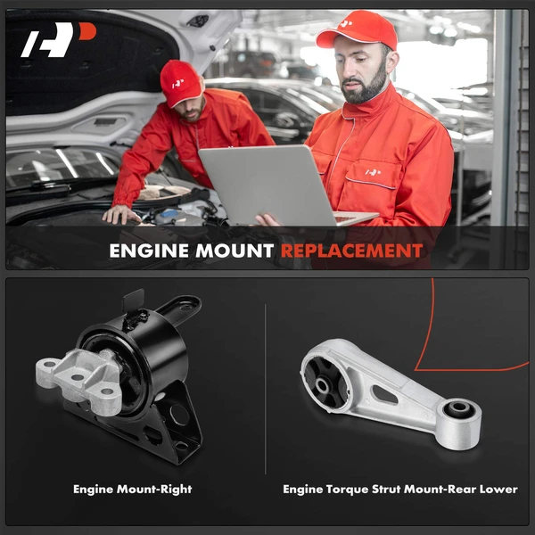 2-Pc Engine Motor + Torque Strut Mount A-Premium APEM1344