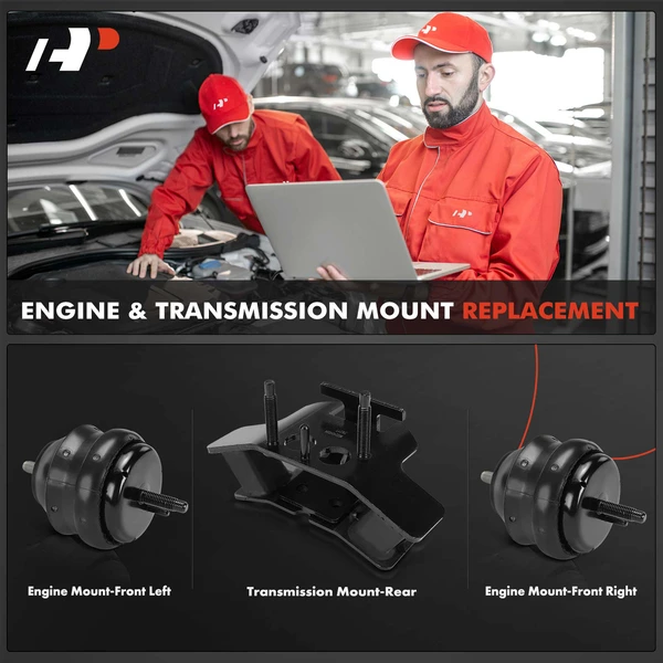 3-Pc Engine Mount + Transmission Mount, Front & Rear, A-Premium APEM1346