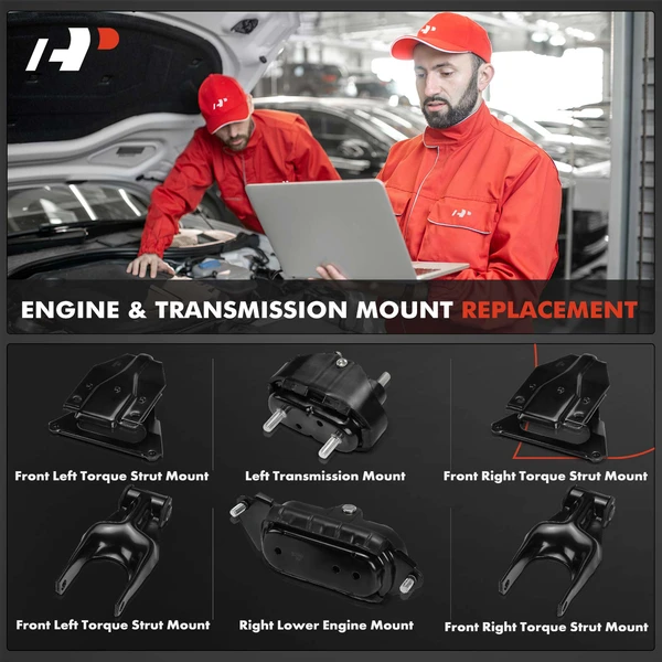 6-Pc Engine Mount and Transmission Mount Kit Left & Right & Front A-Premium APEM1354