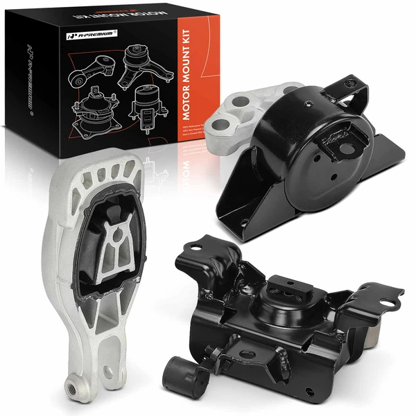 3-Pc Right Engine Mount - with Soft Ride + Left Transmission Mount + Rear Lower Engine Torque Strut Mount, A-Premium APEM1369
