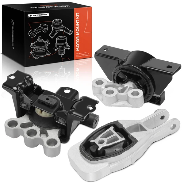 3-Pc Right Engine Mount - with Soft Ride + Left Transmission Mount + Rear Lower Engine Torque Strut Mount, A-Premium APEM1369