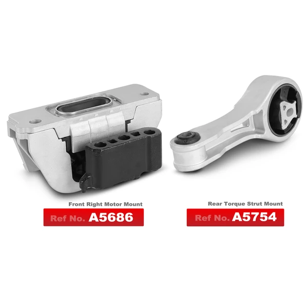 2-Pc Motor Mount + Torque Strut Mount, Front & Rear, A-Premium APEM261