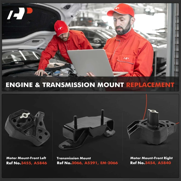 3-Pc Motor Mount + Transmission Mount, Front, A-Premium APEM1001