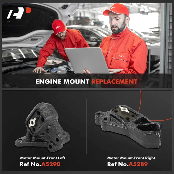 2-Pc Motor Mount, Front Left & Right, A-Premium APEM1007