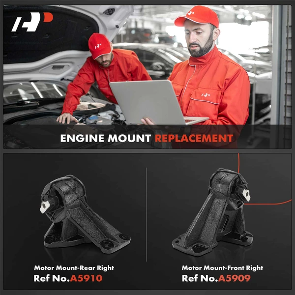 2-Pc Motor Mount, Front Left & Right, A-Premium APEM1012