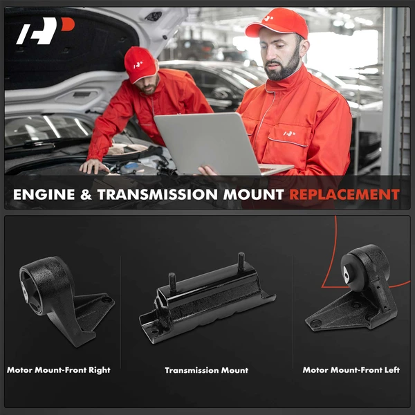 3-Pc Motor Mount + Transmission Mount, Front Left & Right, A-Premium APEM1196