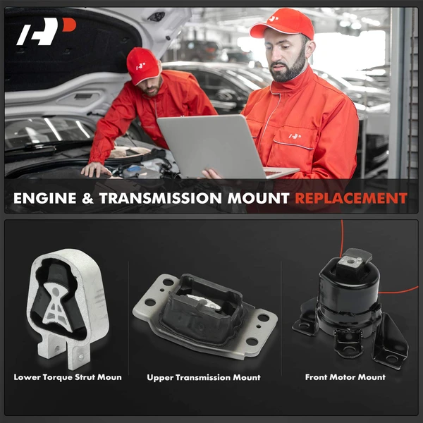 3-Pc Motor Mount + Torque Strut Mount + Transmission Mount, Upper & Lower, A-Premium APEM209
