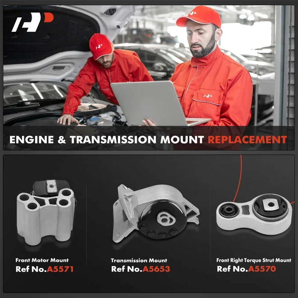 3-Pc Motor Mount + Torque Strut Mount + Transmission Mount, Front, A-Premium APEM308