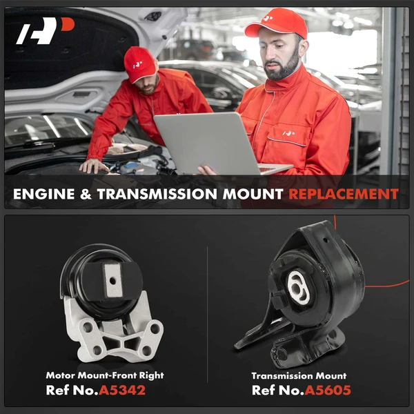 2-Pc Motor Mount + Transmission Mount, Front Right, A-Premium APEM436