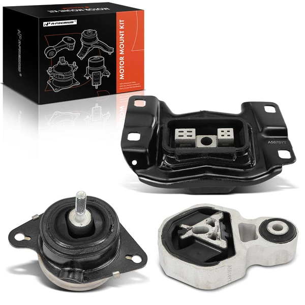 2012-2015 Ford Explorer 3-Pc Engine Mount and Transmission Mount Kit Front & Upper A-Premium APEM455