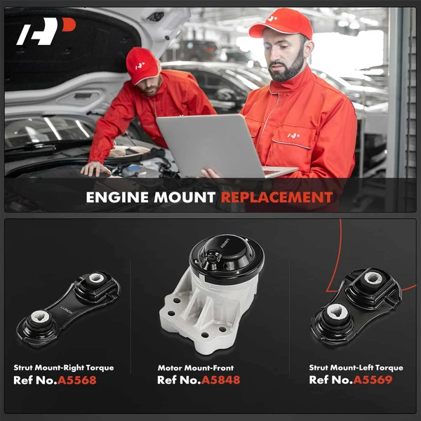 3-Pc Motor Mount + Torque Strut Mount, Left & Right, A-Premium APEM456