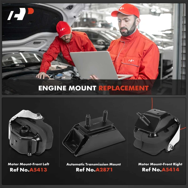 3-Pc Engine Mount and Transmission Mount Kit Front Left & Front Right A-Premium APEM458