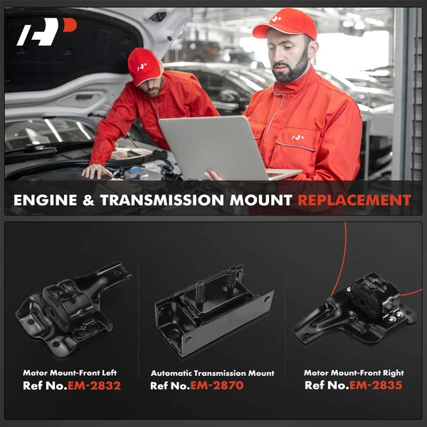 3-Pc Motor Mount + Engine Mount + Automatic Transmission Mount, Front Left & Right, A-Premium APEM1024