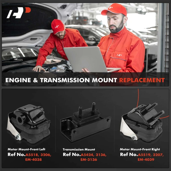 3-Pc Engine Mount and Transmission Mount Kit Front Left & Front Right A-Premium APEM1028