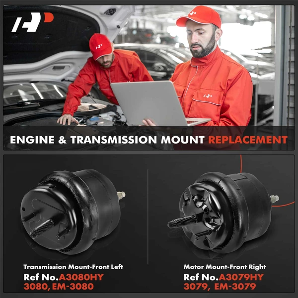 2-Pc Transmission Mount + Motor Mount, Front Left & Right, A-Premium APEM1034